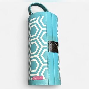 Origami Owl Aqua geometric Jewelry Organizer With Handle & Compartments 7